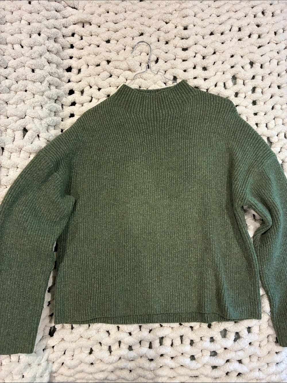 Abercrombie & Fitch Olive Green Ribbed Mockneck Sweater